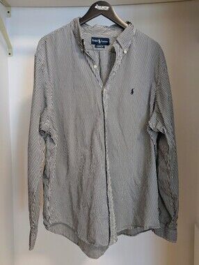 Polo Ralph Lauren Classic fit striped button down shirt long sleeve black/white